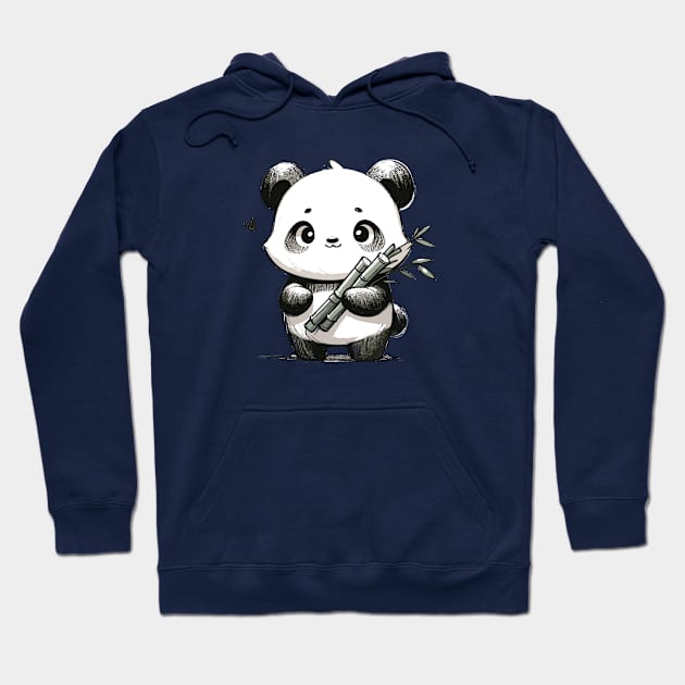 Cute Panda with Bamboo Shoot Hoodie by Egshopinllc